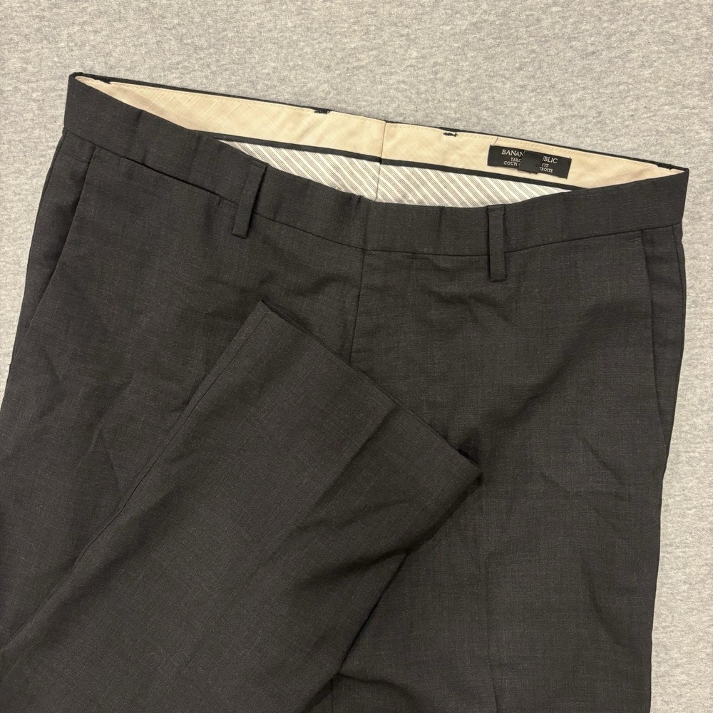 Banana Republic Tailored Slim Fit Dress Pant Mens 33x30 (Fit 34x29.5) Black Wool